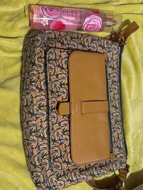 Fossil Tan & Multi-Color Floral Crossbody